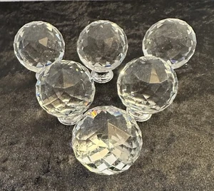 6 klare Kristall diamantgeschliffene Glas ~ Türgriffe ~ Ziehen ~ Schrank (OHNE SCHRAUBEN) - Bild 1 von 6