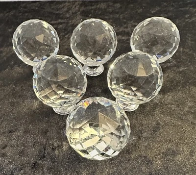 6 Cristal Transparente Corte Diamante Vidrio ~ Perillas Puerta ~ Tirador ~ Gabinete (SIN TORNILLOS) Foto 1 de 4