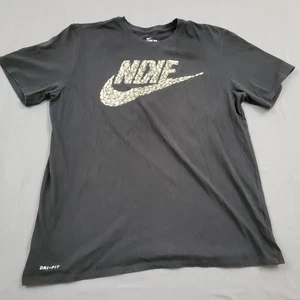 Nike Shirt Mens SIZE XL Short Sleeve Spell Out Dri Fit Knit Pullover Black - Picture 1 of 12