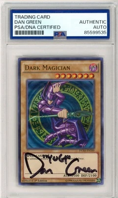 PSA Signed Dan Green Yu-Gi-Oh! Dark Magician DUSA-EN100 Duelist Saga 1st Edition - Image 1 of 2