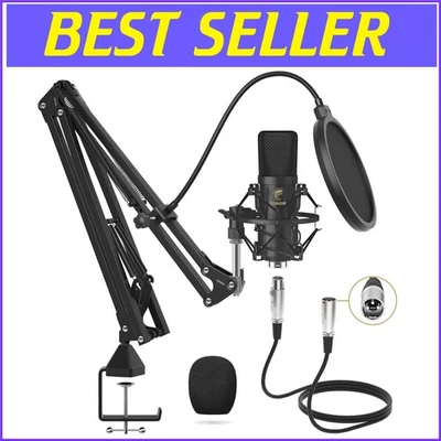 Cardioid Studio Microphone Bundle with Shock Mount & Pop Filter for Recording - Image 1 of 4