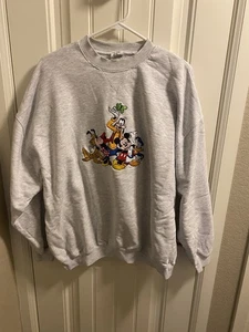 Vintage Disney Store L XL Sweatshirt Pullover Mickey Friends bestickt groß  - Bild 1 von 10