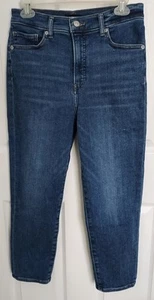 EXPRESS Blue High-Rise Mom Jeans Size 8 Cotton Blend 25" Inseam - Picture 1 of 5