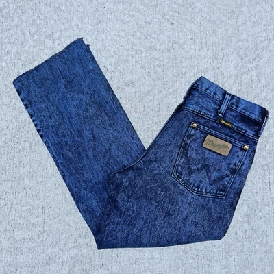 Vintage 60s 70s Wrangler Jeans Cowboy Cut Denim Blue Acid Wash Cropped Men's 30 - Image 1 of 4