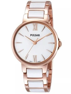 Pulsar Ladies, White and Rose Gold Stainless Steel, White Dial Watch PH8 078 - Picture 1 of 9