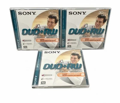 Sony DVD + RW Rewritable 30 Min 1.4gb For Video Camera Set Of 3 All New & Sealed - Image 1 of 3