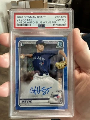 2020 BOWMAN DRAFT CJ VAN EYK /150 CHR.DP AUTO-BLUE WAVE PSA 10 - Image 1 of 4