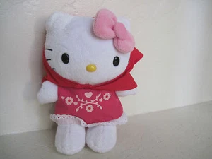 6" Sanrio HELLO KITTY RED FLOWER DRESS Plush Stuffed Animal - Picture 1 of 4