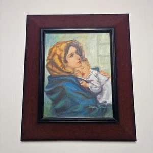 VTG Liliana Salazar Oil Canvas Painting Madonna of the Streets copy by R.Feruzzi - Picture 1 of 14