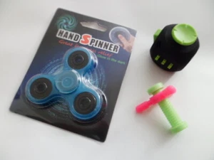 Fidget Gadget Novelty Toys Lot of 3 Spinner ~ Cube ~Pencil Topper New Fun Gift - Picture 1 of 11