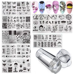 Nail Stamping Template Kit Fingernails Stencil Stamper Scraper Manicure (am1) - Picture 1 of 6