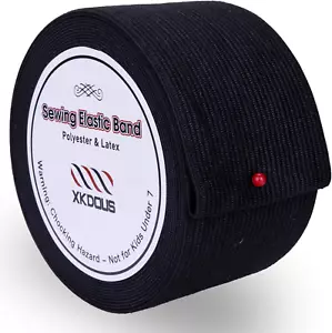 Banda elástica para coser, 2 pulgadas 7 yardas bandas elásticas de punto negro para coser con... - Imagen 1 de 12