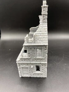 28 mm, 1/56, impreso en 3D, edificio dañado sin pintar, Segunda Guerra Mundial, acción de perno (DAM 1-3) - Imagen 1 de 9