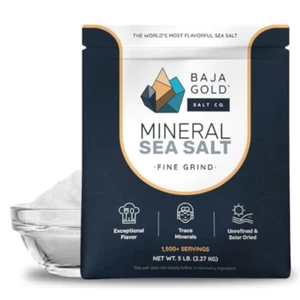Sal marina mineral, molienda fina, 5 lb. Bolso. - Imagen 1 de 6