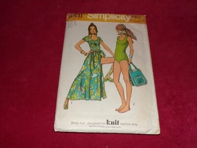  🌸 1971 SIMPLICITY #9411 - LADIES RETRO BODYSUIT - WRAP SKIRT & TOTE PATTERN 14 - Image 1 of 2