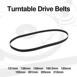 Correas de transmisión planas para tocadiscos de 5 mm/121/138/158/166,5/189/195/201/205/210 mm/negro - Imagen 1 de 2