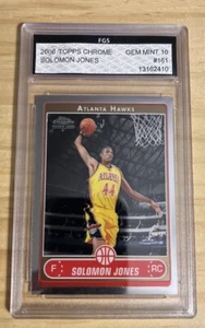 Solomon Jones 2006 Topps Chrome #161 Basketball Card Graded FGS 10 GEM - Picture 1 of 2