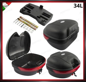 BAULETTO 34 LITRI SCOOTER MOTO NERO TOP CASE UNIVERSALE PIASTRA SGANCIO RAPIDO - Imagen 1 de 5
