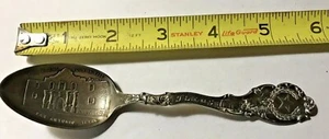Antigua cuchara de recuerdo de plata esterlina de sal de San Antonio Texas adornada con el álamo - Imagen 1 de 12