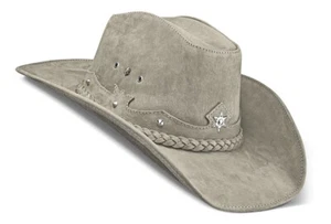 Cowboy Hat Girl Men Gray Leather Vintage Straw Texan American Zalupe Hats - Picture 1 of 8