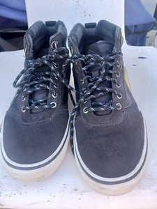 Vans Off The Wall Men 9.5 Black Blue Lace Up Mid Top Sneaker Shoes Skater Ankle - Picture 1 of 5