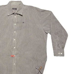 Men’s XXL Burberry Nova Check Accent Long Sleeve ButtonUp Shirt USA Vintage MINT - Picture 1 of 10