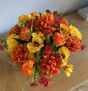 Silk Flower Grave Arrangement Handmade To Order Memorial Flowers - Picture 1 of 8