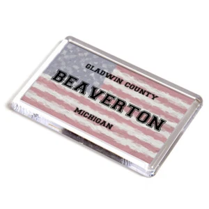 FRIDGE MAGNET - Beaverton - Gladwin, Michigan - USA Flag - Picture 1 of 1