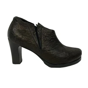 Salpy Stiefel Damen Gr. 7 Schwarz Leder Absatz Stiefelette Stretch Zum Überziehen Neu - Bild 1 von 8