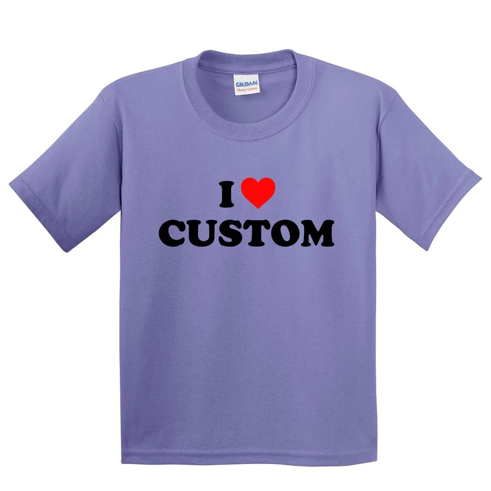 YOUTH KIDS I HEART CUSTOM TEXT NAME PERSONALIZED LOVE VALENTINE GIFT T-SHIRT TEE - Image 1 of 1