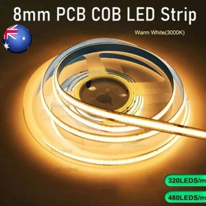 320/480LED/M Warm White COB LED Strip 12V 5V High Density COB Dotless Tape Light - Picture 1 of 17