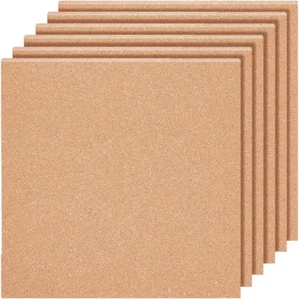 Pack of 6 Cork Boards, 30 X 30 Cm, Square Sand Brown Coasters Made of Cork for P - Picture 1 of 7