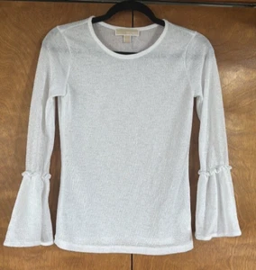 Michael Kors white summer weight sweater with bell sleeves size Small - Picture 1 of 6