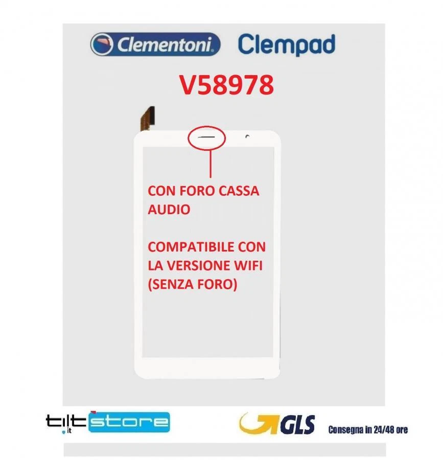VETRO TOUCH SCREEN CLEMENTONI CLEMPAD REVOLUTION V58978 16628 SCHERMO BIANCO - Immagine 1 di 1