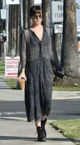 Isabel Marant Etoile Damen Baphir Bedruckt Plissiert Seide Midi Abendkleid KLEID - Bild 1 von 16
