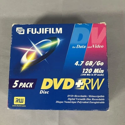 Fujifilm DVD+RW Discs 5 Pack 4.7GB 120min Rewritable Blank Media for Data Video - Image 1 of 4