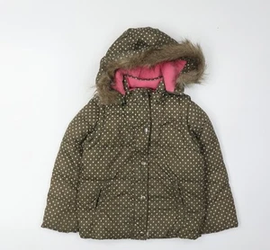 Mini Boden Girls Brown Polka Dot Puffer Jacket 5-6Y - Picture 1 of 12