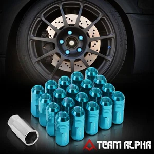 20x 12mmx1.25{EXTENDED CLOSED END}Baby Blue Aluminum 50mm Rim Lug Nut w/Adapter - Picture 1 of 8