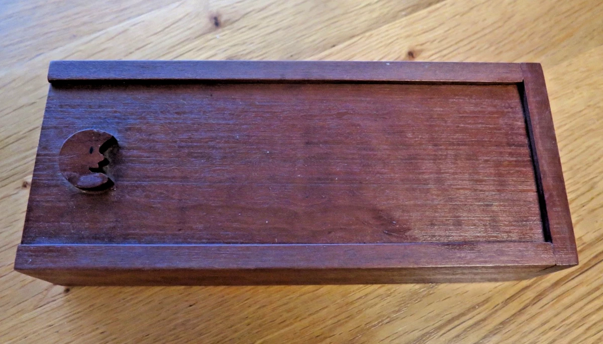 Wooden Pencil Case With Locking Clasp - Antique Craft Box For Pens, Brushes & Art Supplies