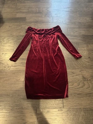 CALVIN KLEIN Womens Burgundy Velvet  Sheath Dress 8 - Image 1 of 4