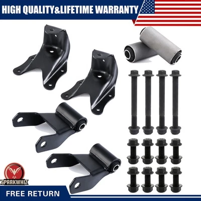 Kit de suspensión de soporte de grillete de resorte de hoja trasera para 80-96 Ford F150 F250 F350 Bronco Foto 1 de 4