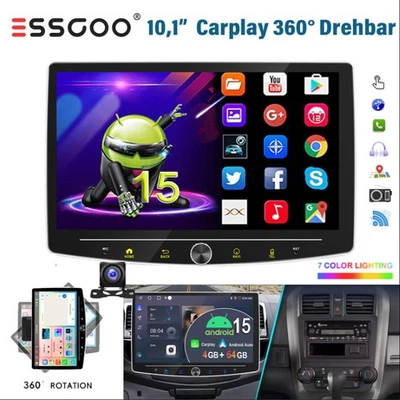 4+64GB Kam Android15 Apple Carplay Autoradio 1DIN GPS Navi BT Drehbar Bildschirm - Bild 1 von 4