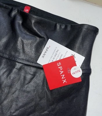 Brand New NWT SPANX Faux Leather Shiny LEGGINGS-#2437Q-BLACK-Size XS Petite - Image 1 of 4