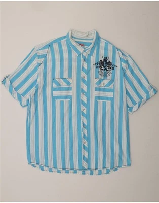 RAINBOW Mens Graphic Short Sleeve Shirt XL Blue Striped Cotton BU08 - Image 1 of 3