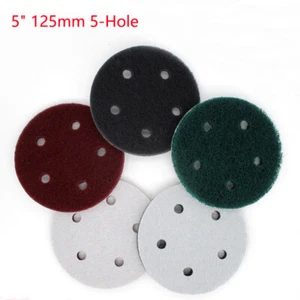 5" 125mm 5-Hole Nylon Fibre Scouring Pads Hook Loop Sanding Discs 240 - 800 Grit - Picture 1 of 8
