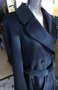 Escada Margaretha Ley Womens Long Black Overcoat Belted Long Sleeve 38 - Picture 1 of 11