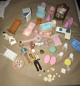 Doll House Furniture - Chairs Cabinets Mirror Dolls Sink Dishes Magnet Key Pony - Picture 1 of 7