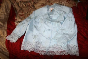 Draper’s & Damons Silk Blue Embroidered Flower Lace Blazer Jacket Blouse Size 18 - Picture 1 of 11