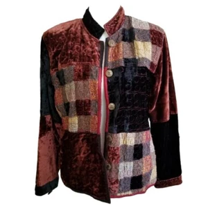 Vintage Size Small Reversible Jacket Patchwork Velvet and Silk Blend Yak Magik - Picture 1 of 12