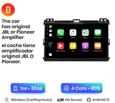 RADIO 2 DIN 9" PARA TOYOTA LAND CRUISER PRADO BLUETOOTH CARPLAY CÁMARA - Imagen 1 de 4